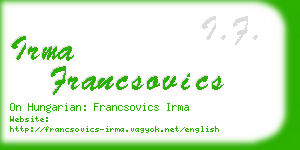 irma francsovics business card